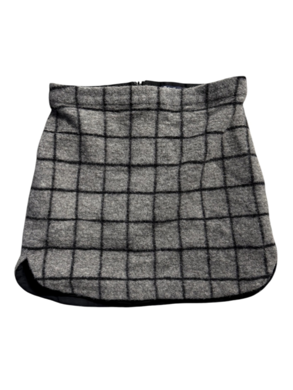 Women's Madewell Mini Skirt Size 0 Grey Black Plaid Wool Blend